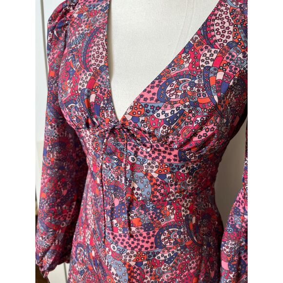 For Love and Lemons Long-Sleeve Floral Tonya Mini Dress Size XS NWT! $225 retail - Picture 9 of 10